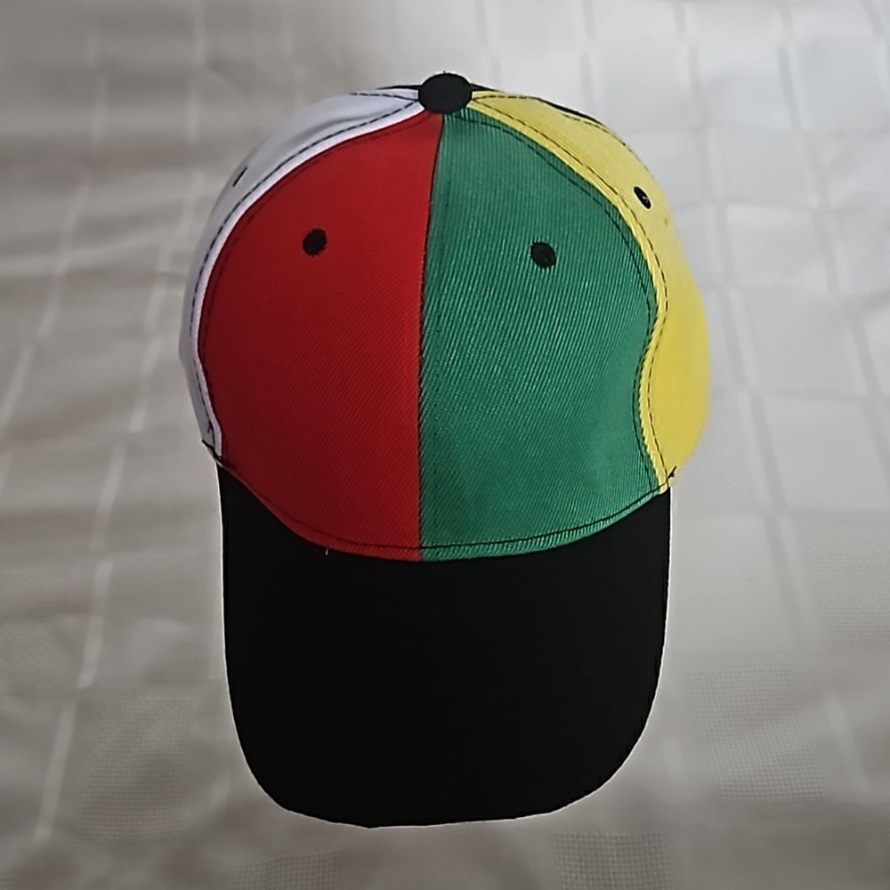 Colorful Men's Baseball Cap One Size Black, Green, Red, Yellow & White